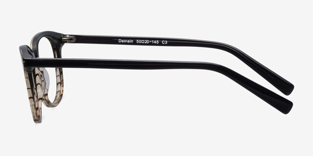 Demain Gray Brown AcetateEyeglass Frames from EyeBuyDirect, Side View