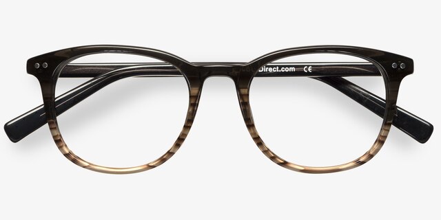 Demain Gray Brown AcetateEyeglass Frames from EyeBuyDirect, Closed View