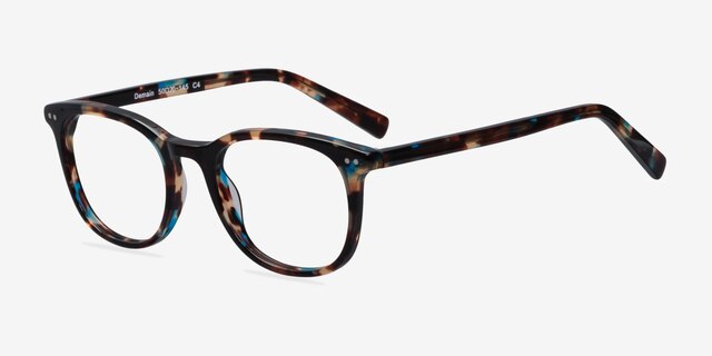 Demain Blue Floral AcetateEyeglass Frames from EyeBuyDirect, Angle View