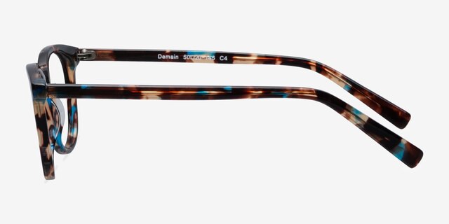Demain Blue Floral AcetateEyeglass Frames from EyeBuyDirect, Side View