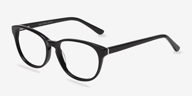 Mars Black AcetateEyeglass Frames from EyeBuyDirect, Angle View