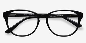 Mars Noir Acétate Montures de lunettes de vue d'EyeBuyDirect, Vue Rapprochée