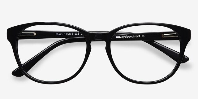 Mars Black AcetateEyeglass Frames from EyeBuyDirect, Closed View