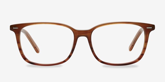 Seapoint Brown Striped AcetateEyeglass Frames from EyeBuyDirect, Front View
