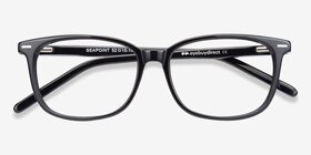 Seapoint Noir Acétate Montures de lunettes de vue d'EyeBuyDirect, Vue Rapprochée