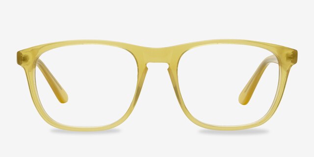 Damien Jaune AcétateMontures de lunettes de vue d'EyeBuyDirect, Vue de Face