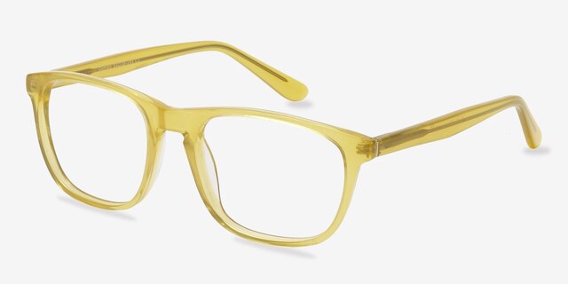 Damien Jaune AcétateMontures de lunettes de vue d'EyeBuyDirect, Vue d'Angle