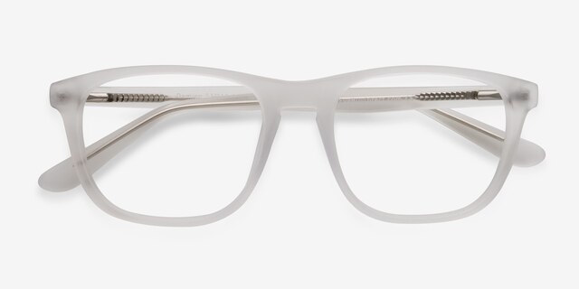Damien Matte Clear AcétateMontures de lunettes de vue d'EyeBuyDirect, Vue Rapprochée