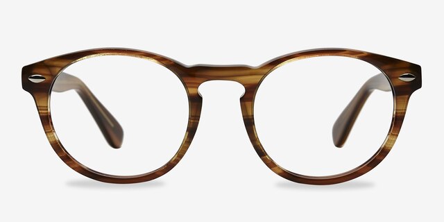 The Loop Brown Striped AcétateMontures de lunettes de vue d'EyeBuyDirect, Vue de Face