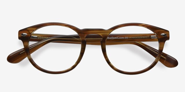The Loop Brown Striped AcétateMontures de lunettes de vue d'EyeBuyDirect, Vue Rapprochée