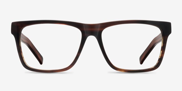 Pioneer Brun AcétateMontures de lunettes de vue d'EyeBuyDirect, Vue de Face
