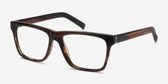 Pioneer Brun AcétateMontures de lunettes de vue d'EyeBuyDirect, Vue d'Angle
