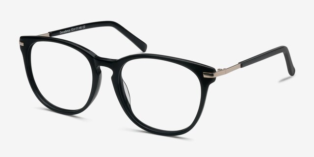 Decadence Black Acetate-metalEyeglass Frames from EyeBuyDirect, Angle View