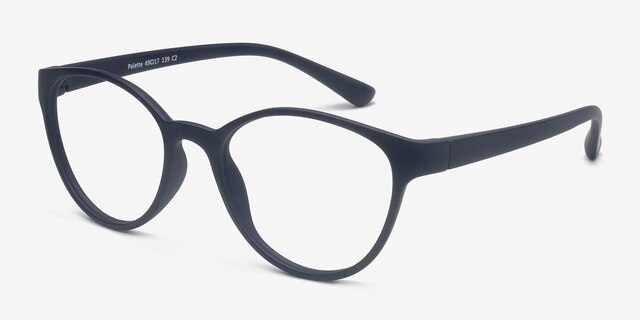 Palette Matte Navy PlastiqueMontures de lunettes de vue d'EyeBuyDirect, Vue d'Angle