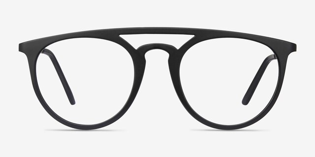 Fiasco Matte Black PlastiqueMontures de lunettes de vue d'EyeBuyDirect, Vue de Face