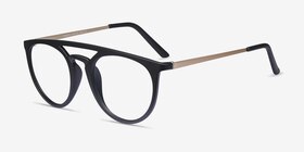 Fiasco Matte Black Plastique Montures de lunettes de vue d'EyeBuyDirect, Vue d'Angle