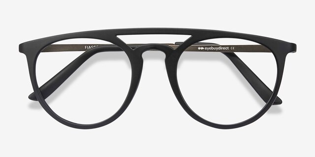 Fiasco Matte Black PlastiqueMontures de lunettes de vue d'EyeBuyDirect, Vue Rapprochée