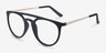 Fiasco Matte Navy PlasticEyeglass Frames from EyeBuyDirect, Angle View