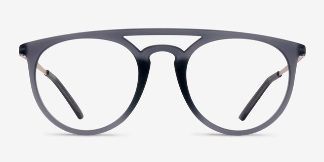 Fiasco Matte Gray MetalEyeglass Frames from EyeBuyDirect, Front View
