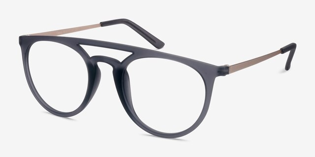 Fiasco Matte Gray MetalEyeglass Frames from EyeBuyDirect, Angle View