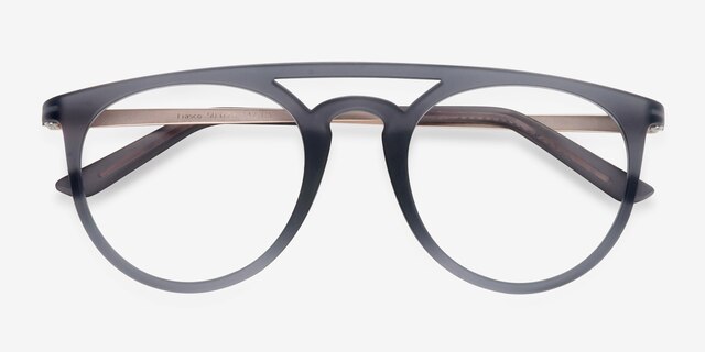 Fiasco Matte Gray MetalEyeglass Frames from EyeBuyDirect, Closed View