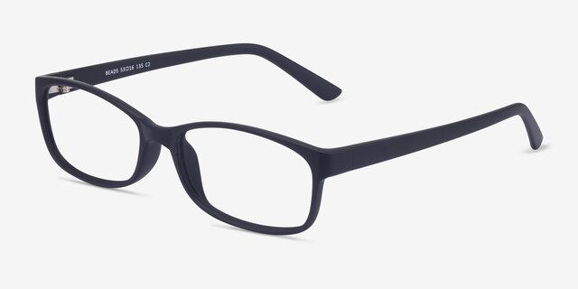 Beads Matte Navy PlasticEyeglass Frames from EyeBuyDirect, Angle View