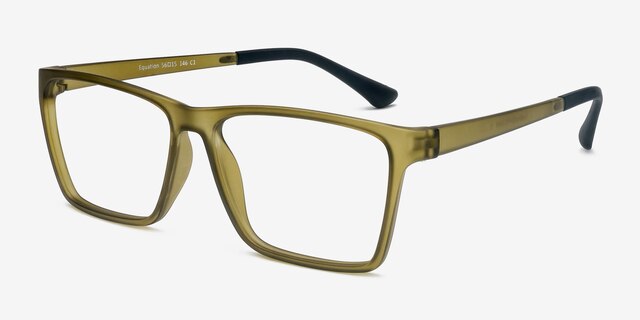 Equation Matte Olive PlasticEyeglass Frames from EyeBuyDirect, Angle View