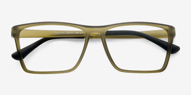 Equation Matte Olive PlasticEyeglass Frames from EyeBuyDirect, Closed View