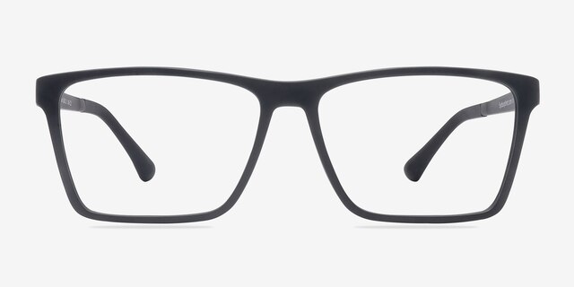 Equation Matte Black PlasticEyeglass Frames from EyeBuyDirect, Front View