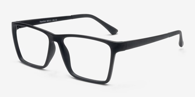 Equation Matte Black PlasticEyeglass Frames from EyeBuyDirect, Angle View