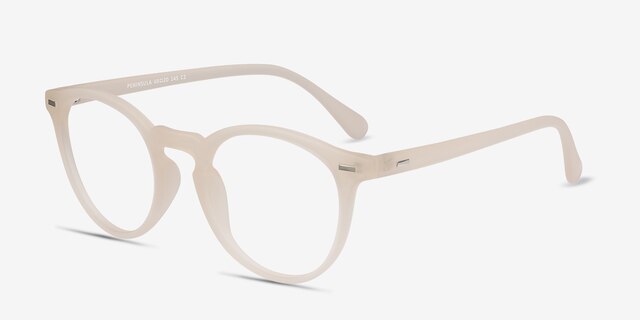 Peninsula Matte White PlastiqueMontures de lunettes de vue d'EyeBuyDirect, Vue d'Angle