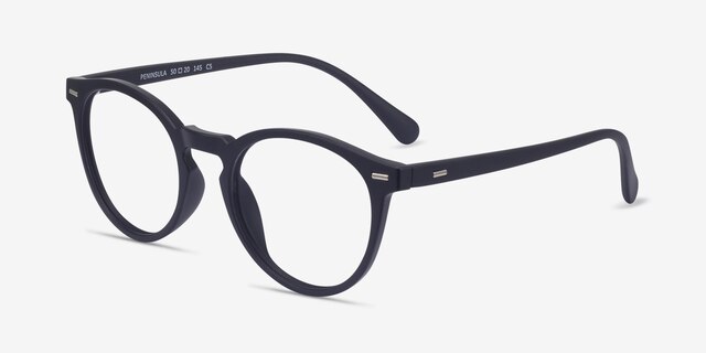 Peninsula Matte Navy PlastiqueMontures de lunettes de vue d'EyeBuyDirect, Vue d'Angle
