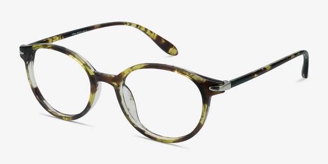 Indigo Tortoise PlasticEyeglass Frames from EyeBuyDirect, Angle View