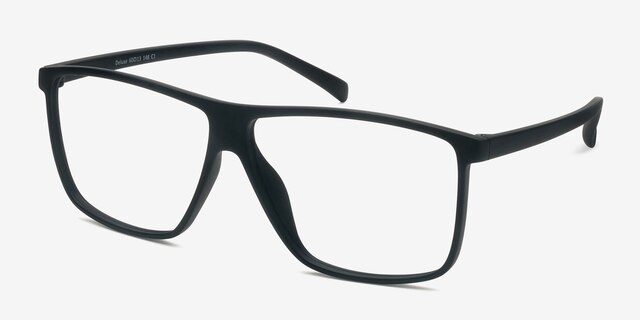 Deluxe Matte Black PlasticEyeglass Frames from EyeBuyDirect, Angle View