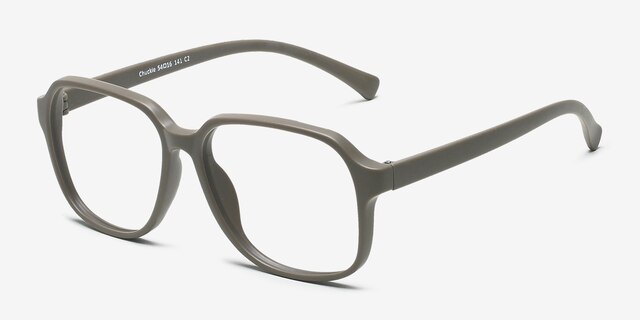 Chuckie Matte Gray PlasticEyeglass Frames from EyeBuyDirect, Angle View