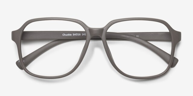 Chuckie Matte Gray PlasticEyeglass Frames from EyeBuyDirect, Closed View