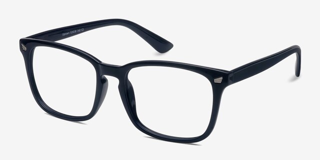 Uptown Navy PlasticEyeglass Frames from EyeBuyDirect, Angle View