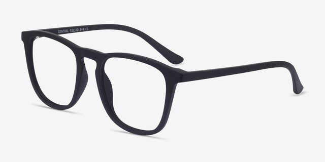 Central Matte Black PlasticEyeglass Frames from EyeBuyDirect, Angle View