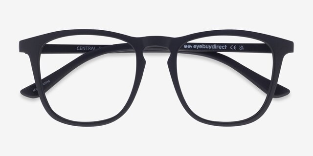 Central Matte Black PlasticEyeglass Frames from EyeBuyDirect, Closed View