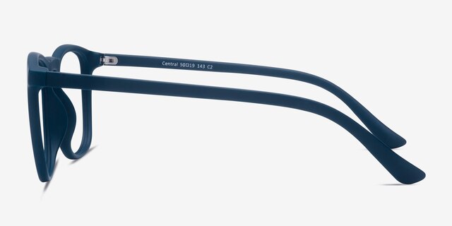 Central Matte Navy PlasticEyeglass Frames from EyeBuyDirect, Side View