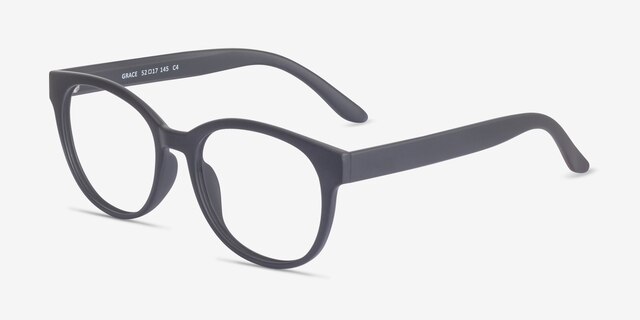 Grace Matte Black PlastiqueMontures de lunettes de vue d'EyeBuyDirect, Vue d'Angle