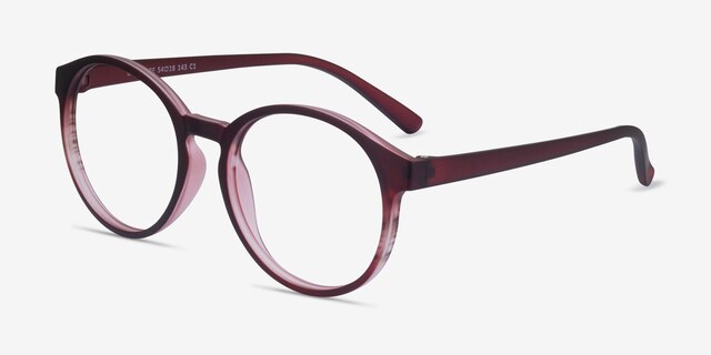 Delaware Matte Burgundy PlastiqueMontures de lunettes de vue d'EyeBuyDirect, Vue d'Angle