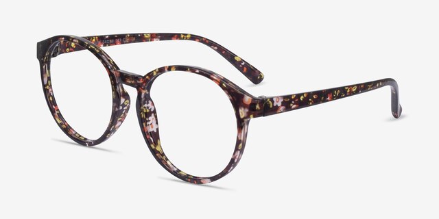 Delaware Fleuries PlastiqueMontures de lunettes de vue d'EyeBuyDirect, Vue d'Angle