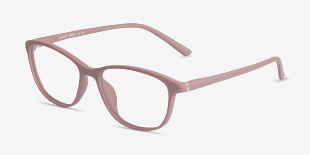 District Matte Pink PlastiqueMontures de lunettes de vue d'EyeBuyDirect, Vue d'Angle