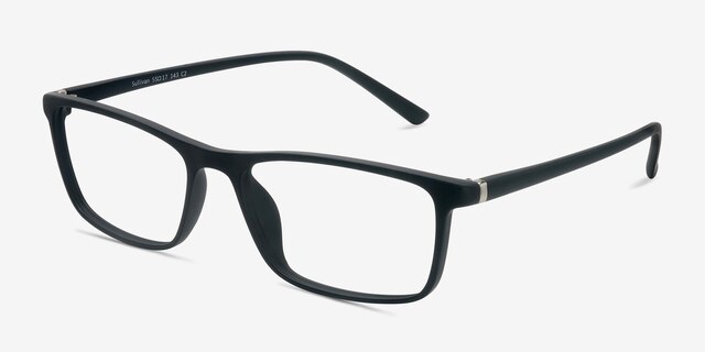 Sullivan Matte Black PlasticEyeglass Frames from EyeBuyDirect, Angle View