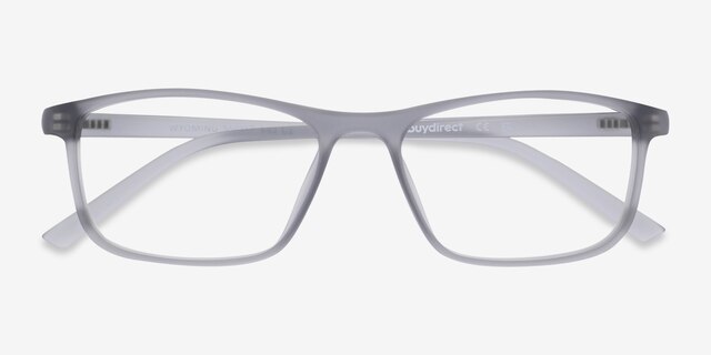 Wyoming Matte Gray PlasticEyeglass Frames from EyeBuyDirect, Closed View