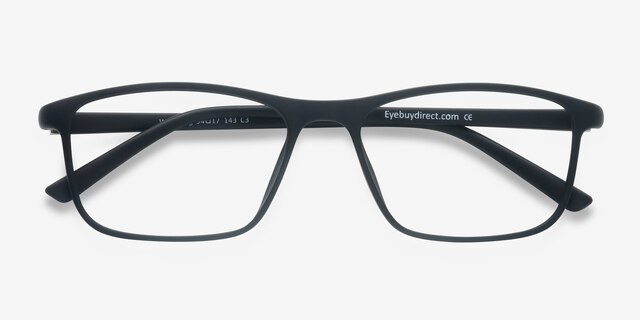 Wyoming Matte Black PlasticEyeglass Frames from EyeBuyDirect, Closed View