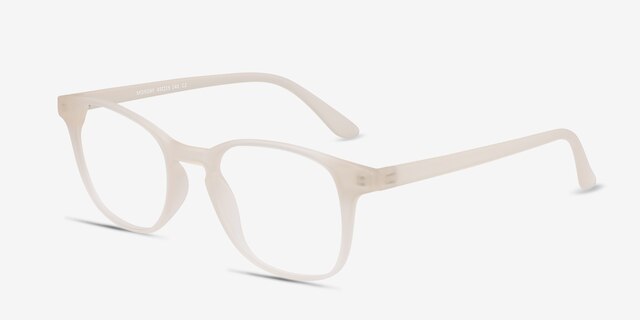 Monday Matte White PlasticEyeglass Frames from EyeBuyDirect, Angle View