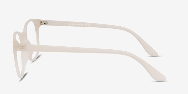 Monday Matte White PlasticEyeglass Frames from EyeBuyDirect, Side View