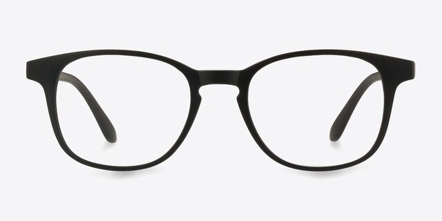 Monday Matte Black PlasticEyeglass Frames from EyeBuyDirect, Front View